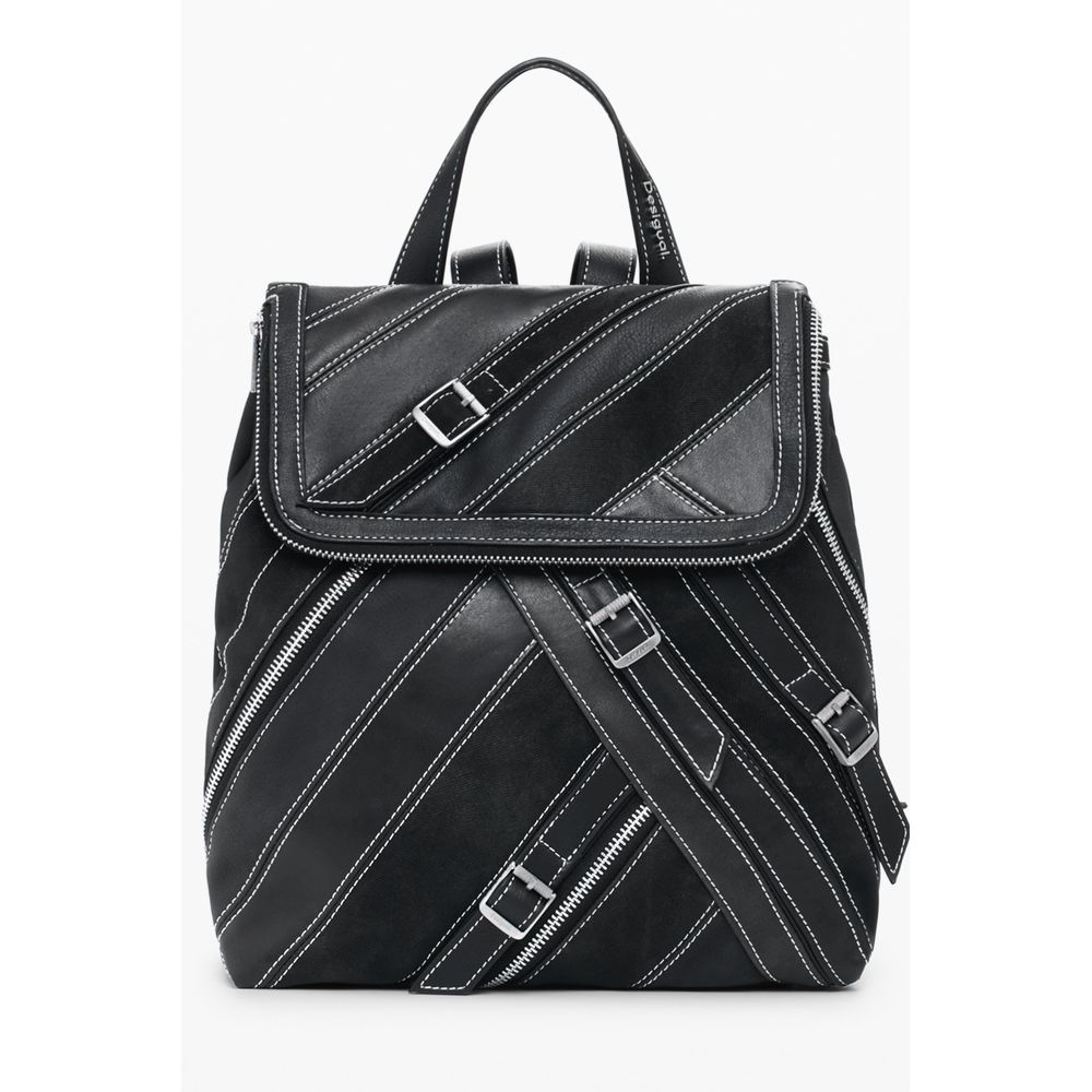 Black Polyurethane Women Backpack - ventzia