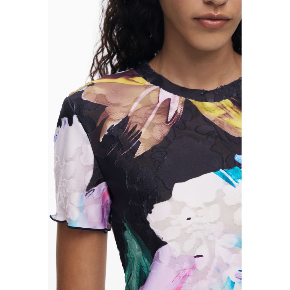 Black Polyester Women T-Shirt