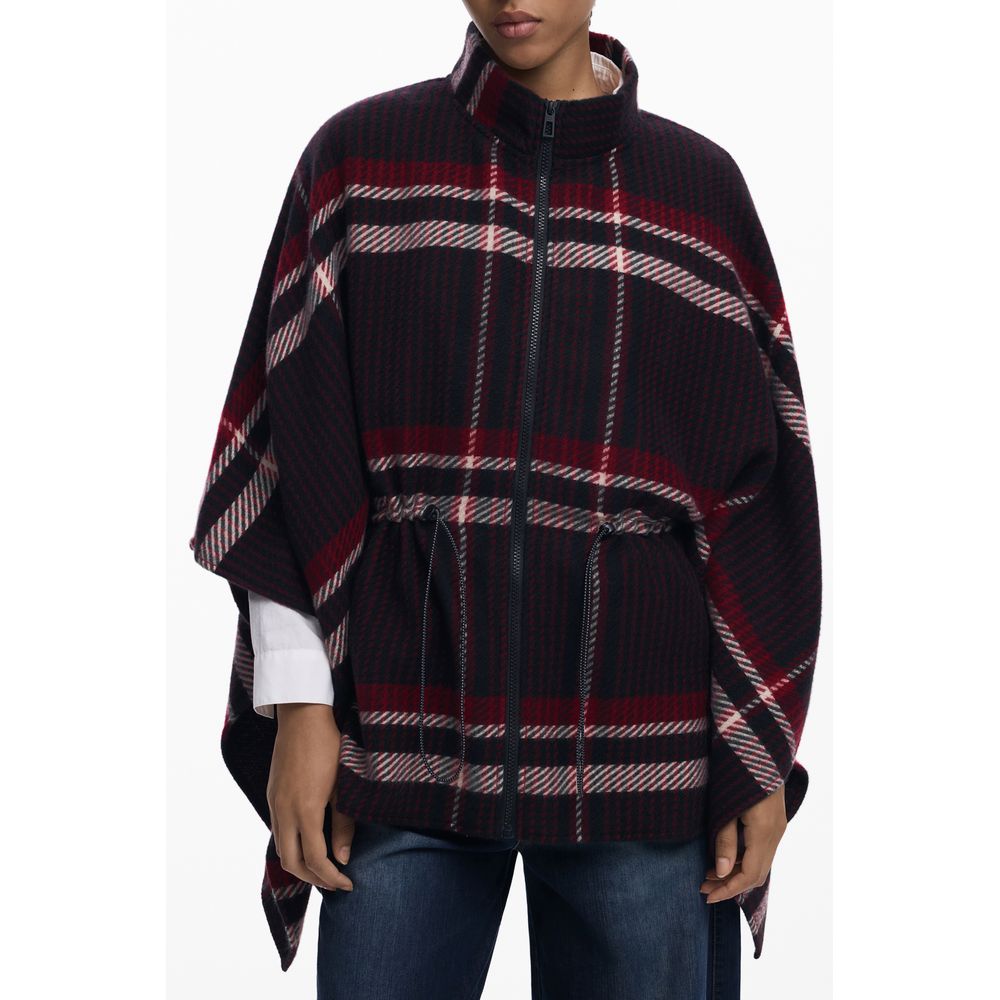 Black Polyester Women Poncho - ventzia