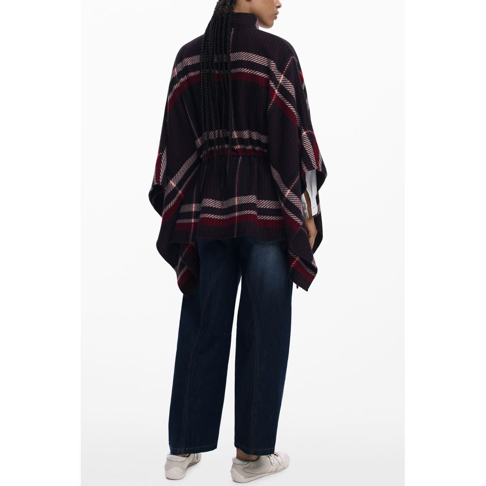 Black Polyester Women Poncho - ventzia