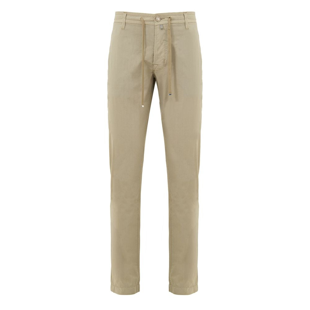 Beige Cotton Casual Pants - ventzia
