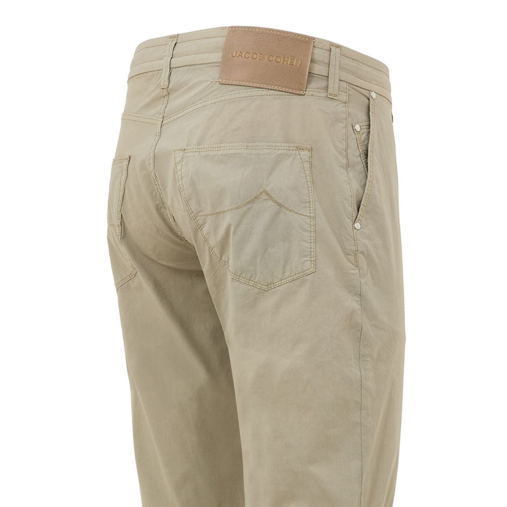 Beige Cotton Casual Pants - ventzia
