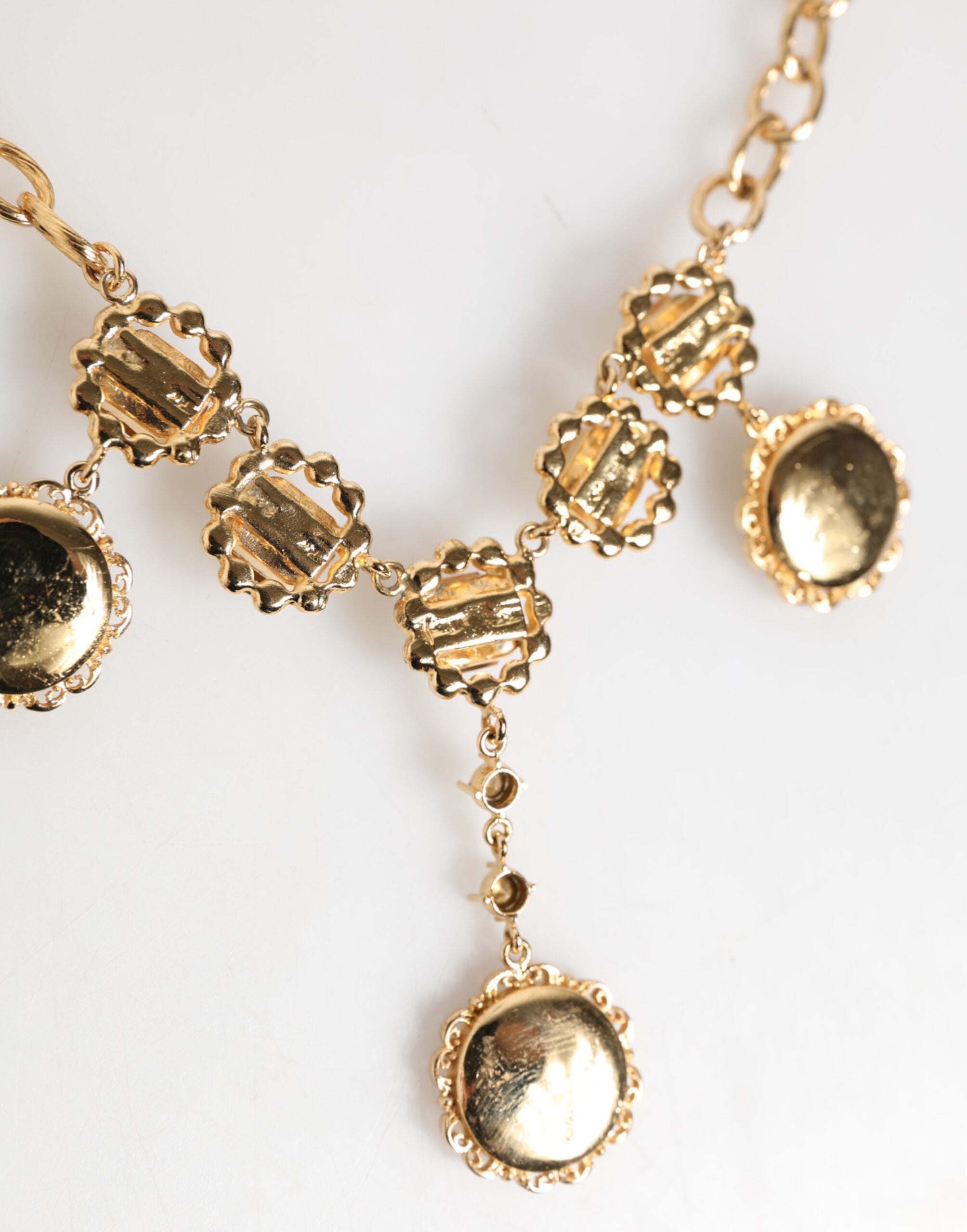 Gold Crystal Clock Pendant Statement Jewelry Necklace - ventzia