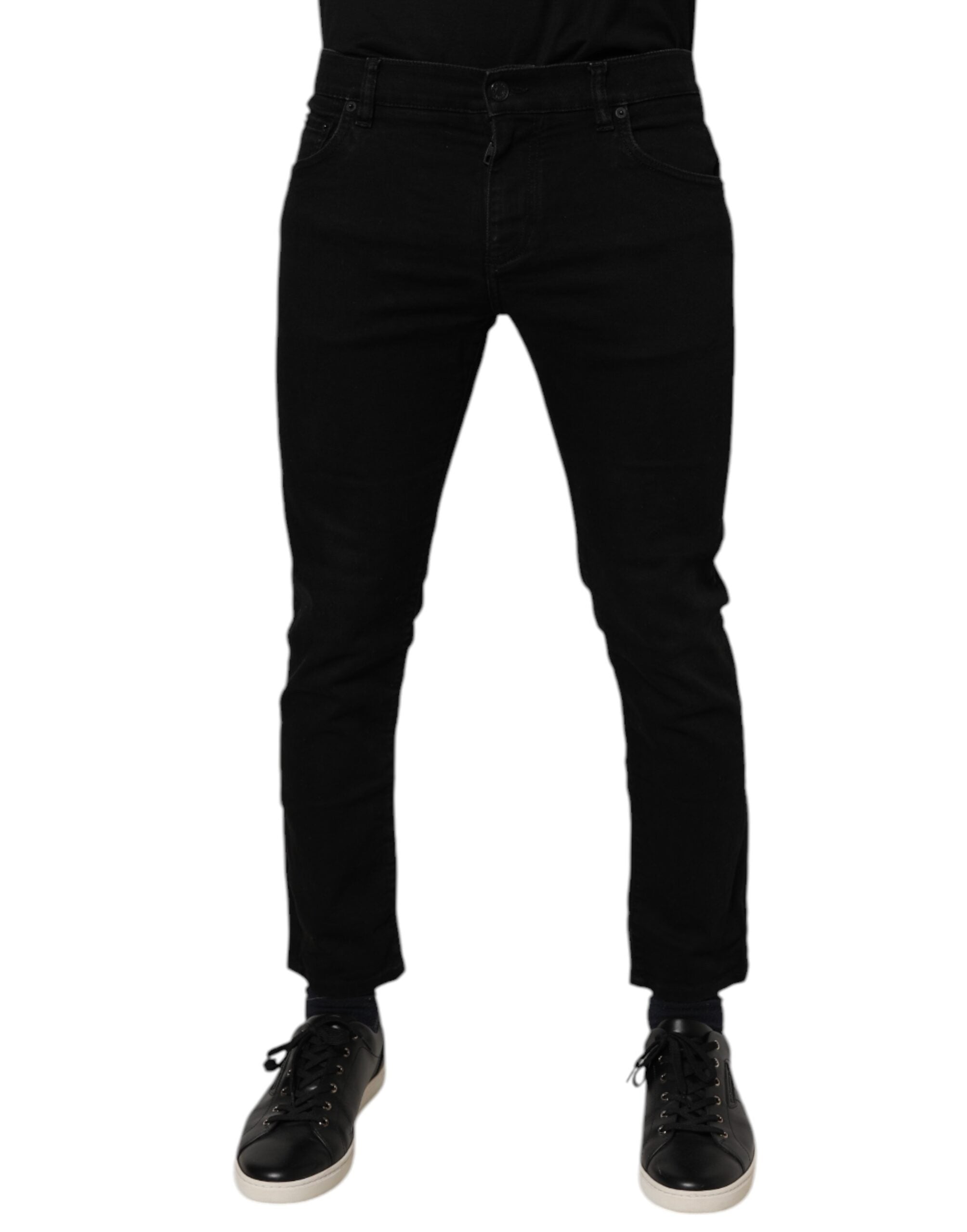 Black Cotton Stretch Skinny Men Denim Jeans - ventzia