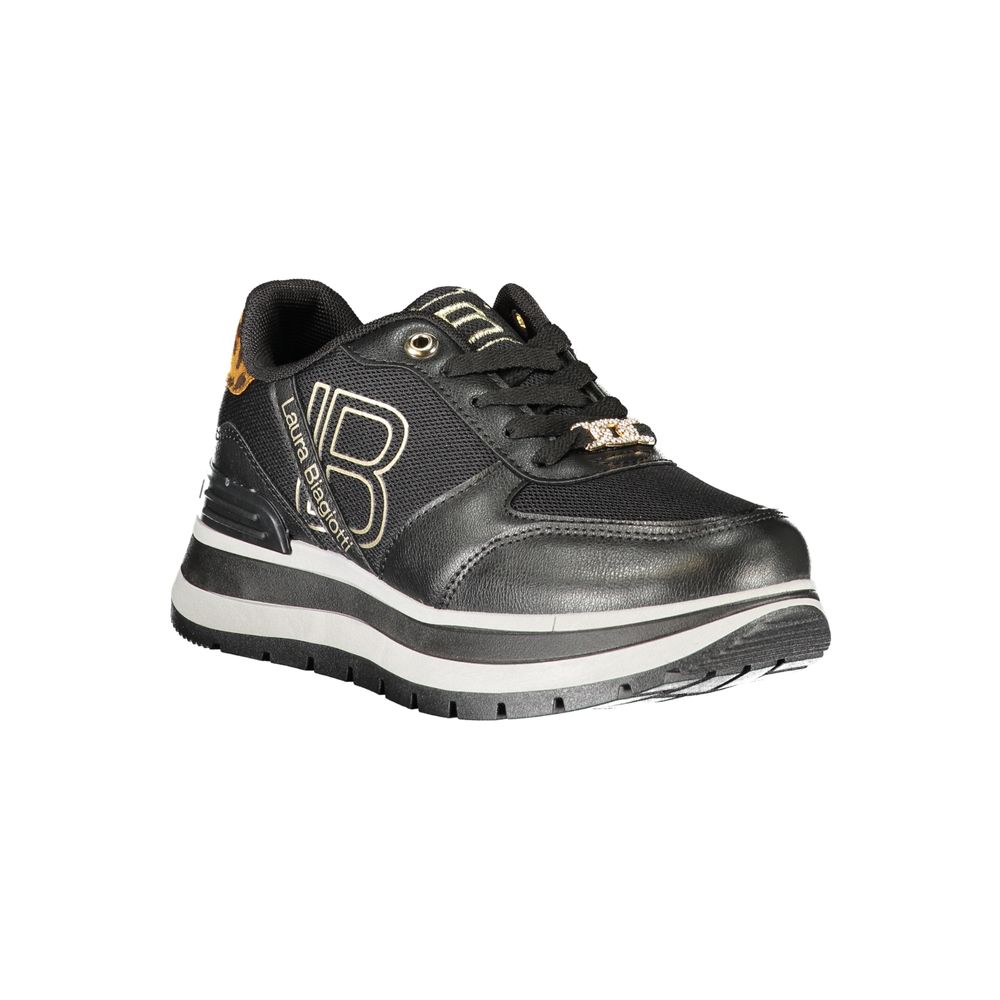 Black Polyester Women Sneaker - ventzia
