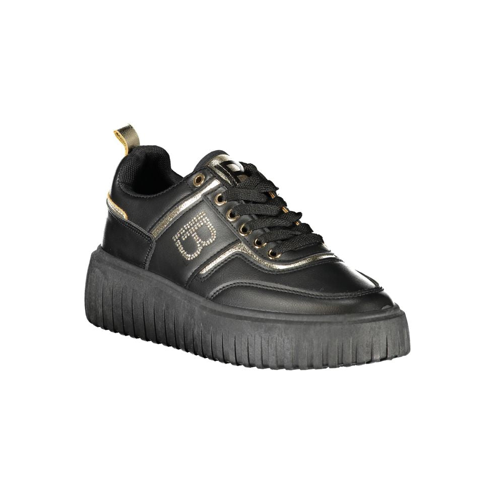 Black Polyester Women Sneaker - ventzia