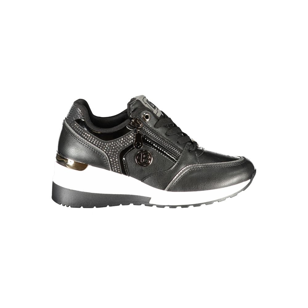 Black Polyurethane Women Sneaker - ventzia