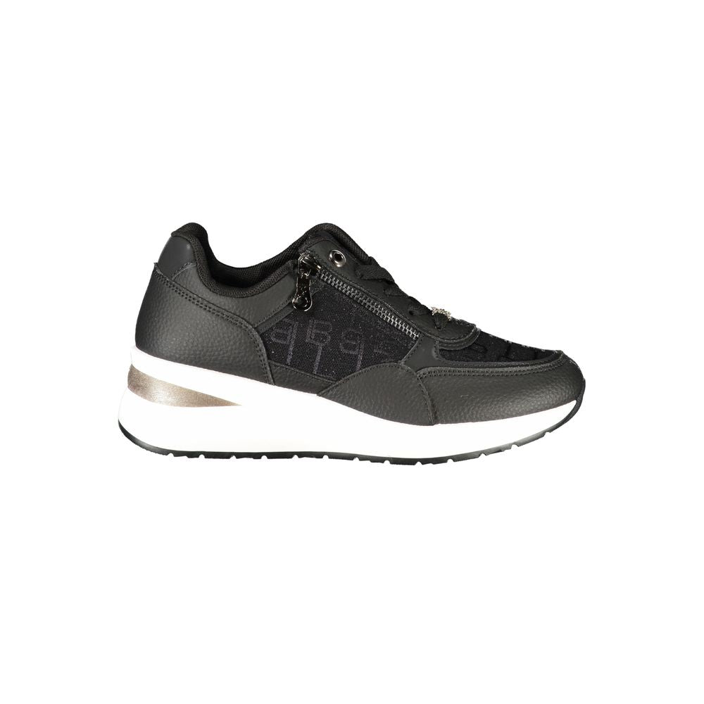 Black Polyurethane Women Sneaker - ventzia