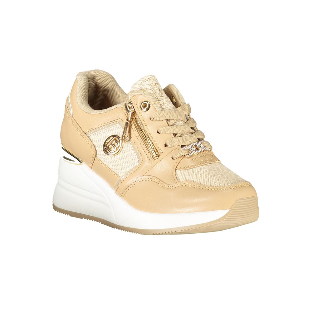 Beige Polyester Women Sneaker - ventzia