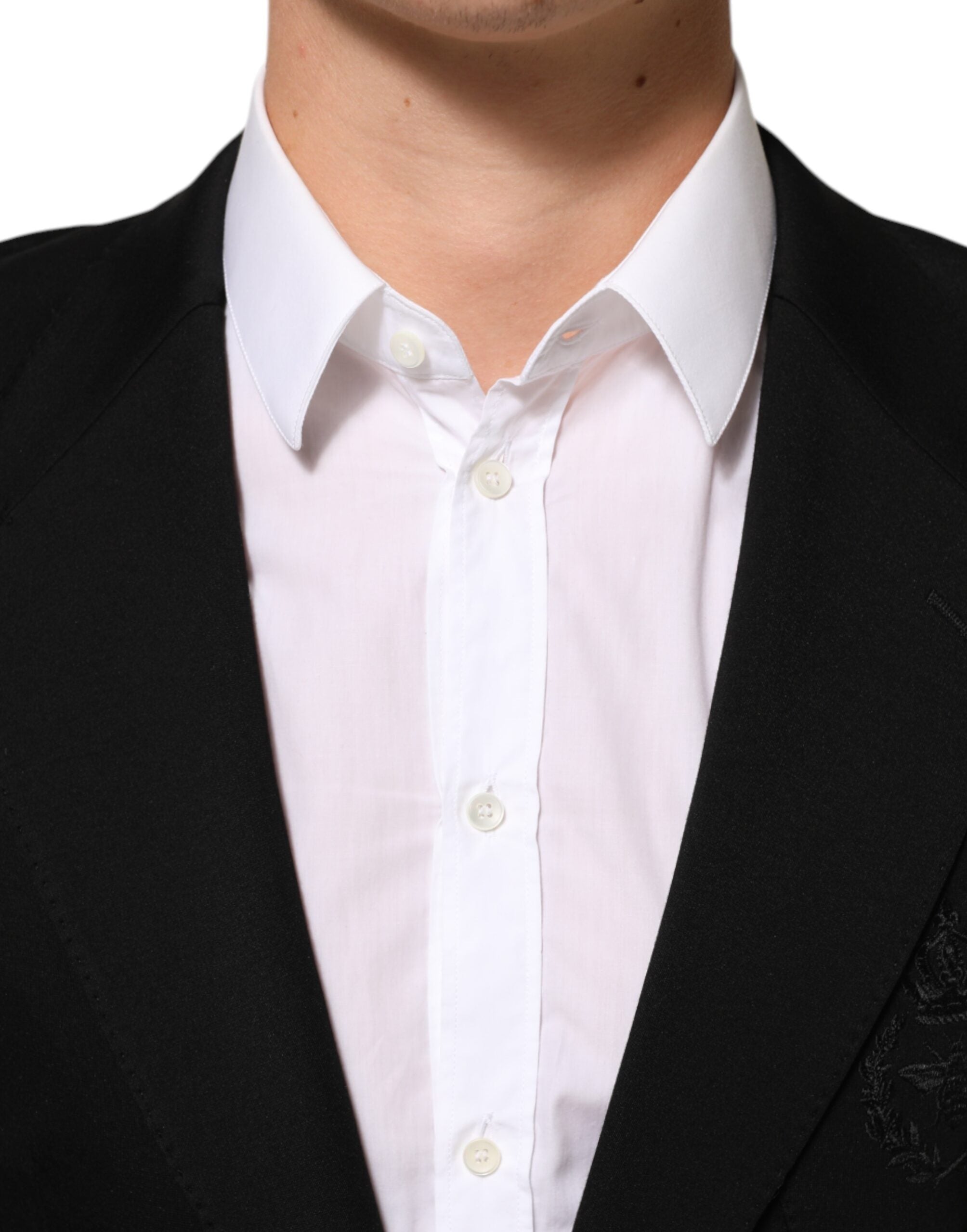 Black Viscose 2 Buttons Suit Jacket Blazer
