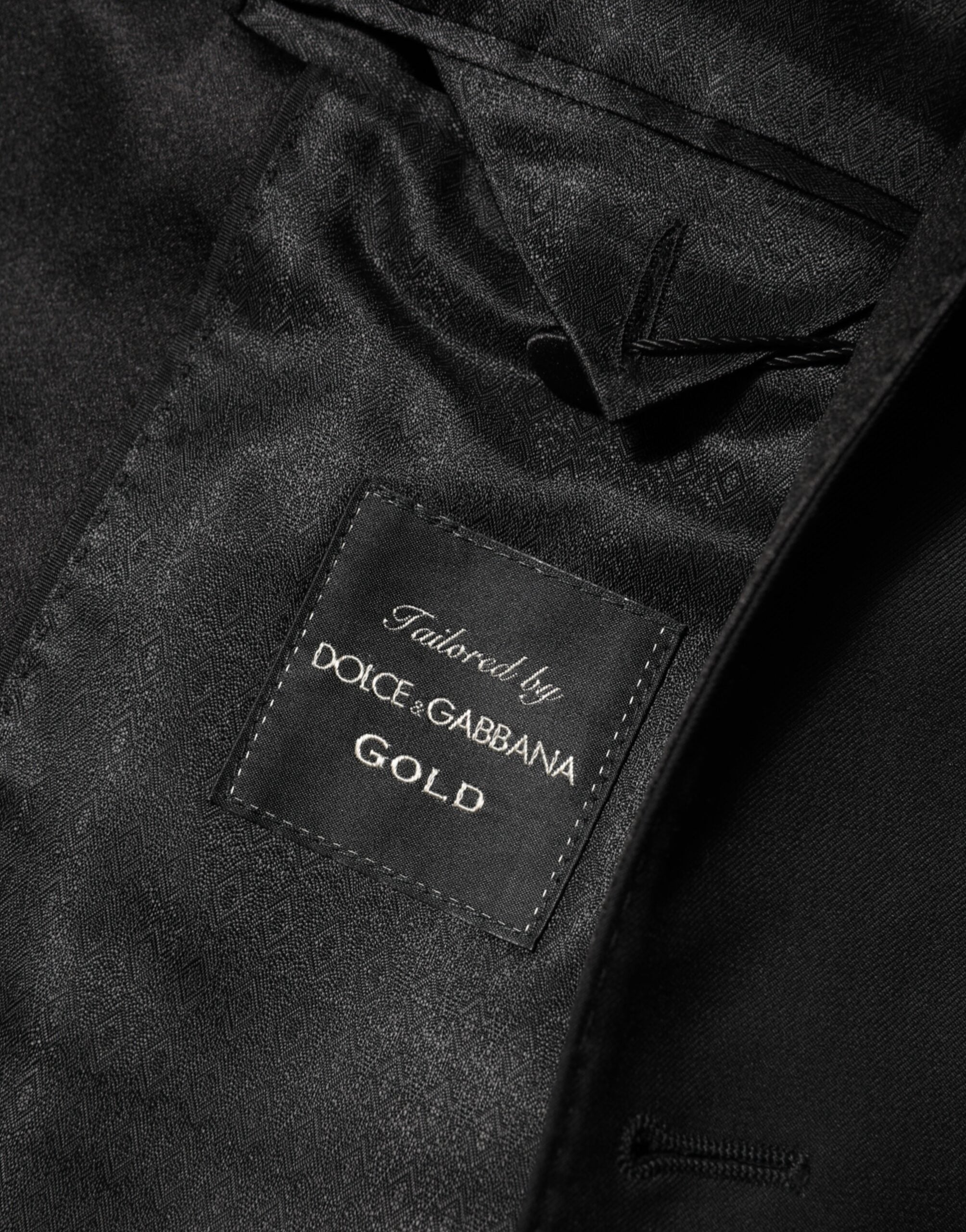 Black Wool GOLD 1 Button Men Suit Blazer