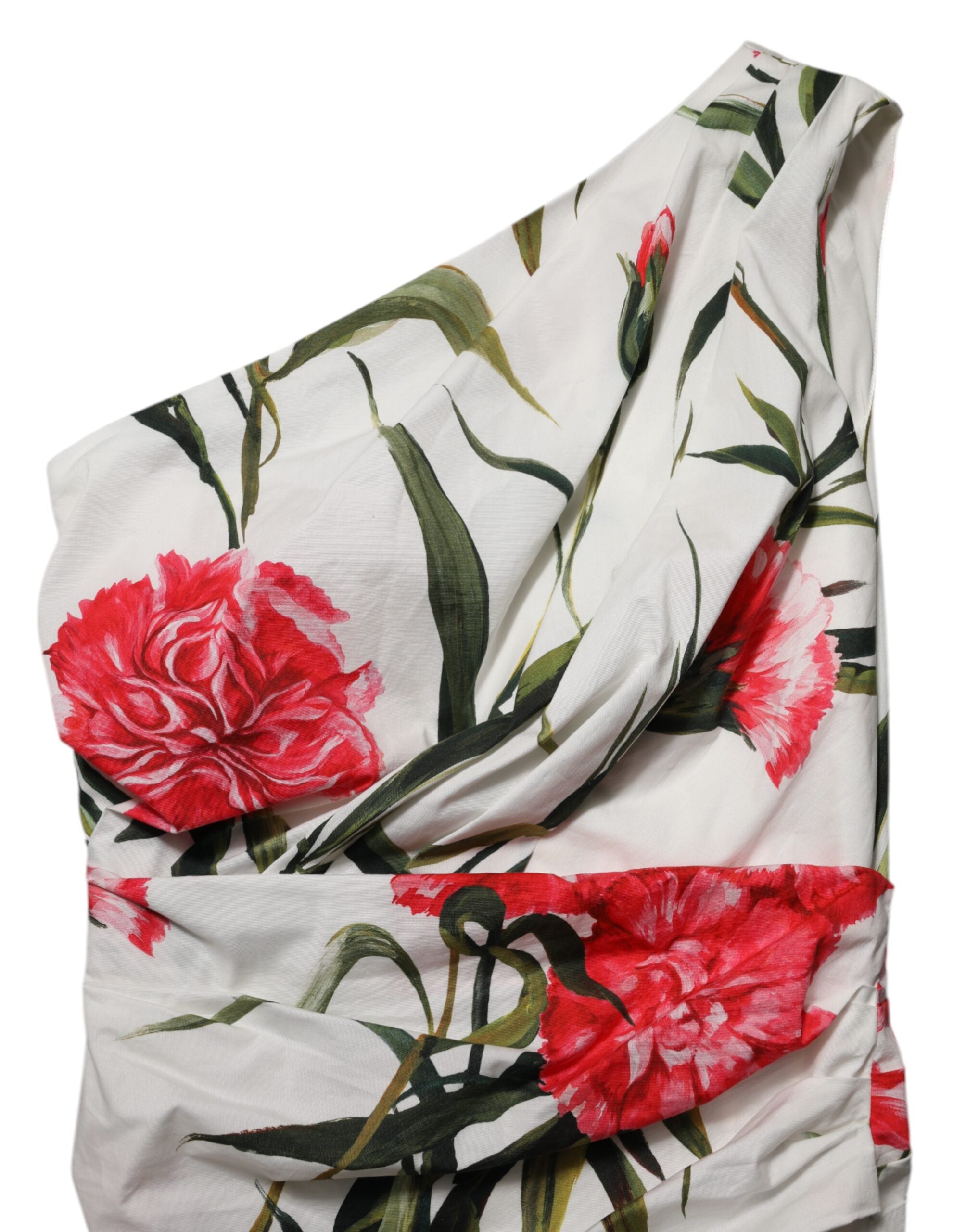 White Floral One Shoulder Sheath Dress - ventzia