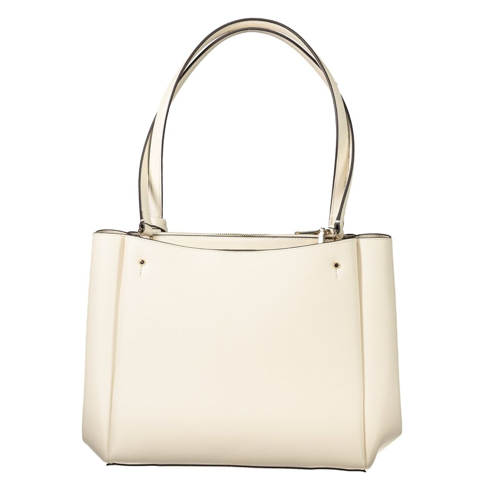 Bianco Polyurethane Women Handbag - ventzia