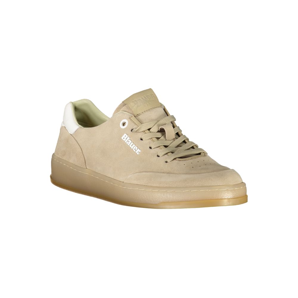 Beige Leather Men's Sneaker - ventzia