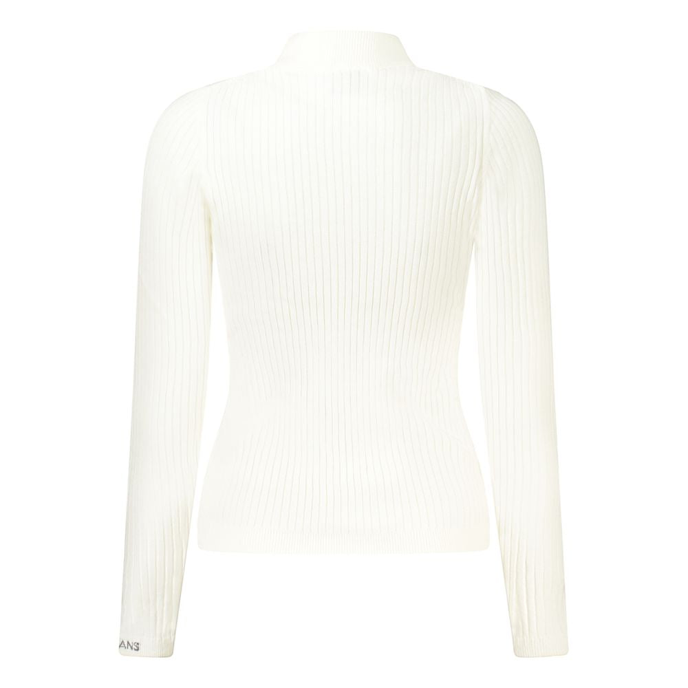 White Cotton Women Sweater - ventzia
