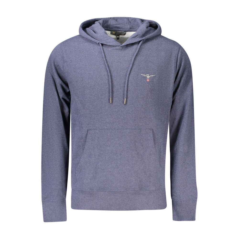 Blue Recycled Cotton Men's Hooded Sweatshirt - ventzia