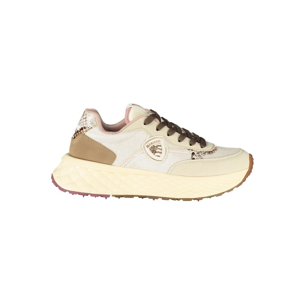 Beige Leather Women Sneaker - ventzia