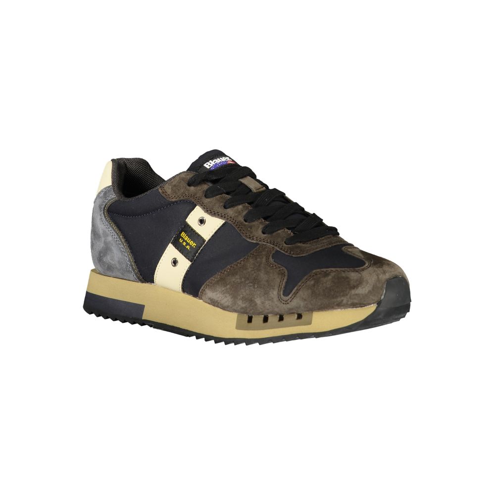 Blue Polyurethane Men Sneaker - ventzia