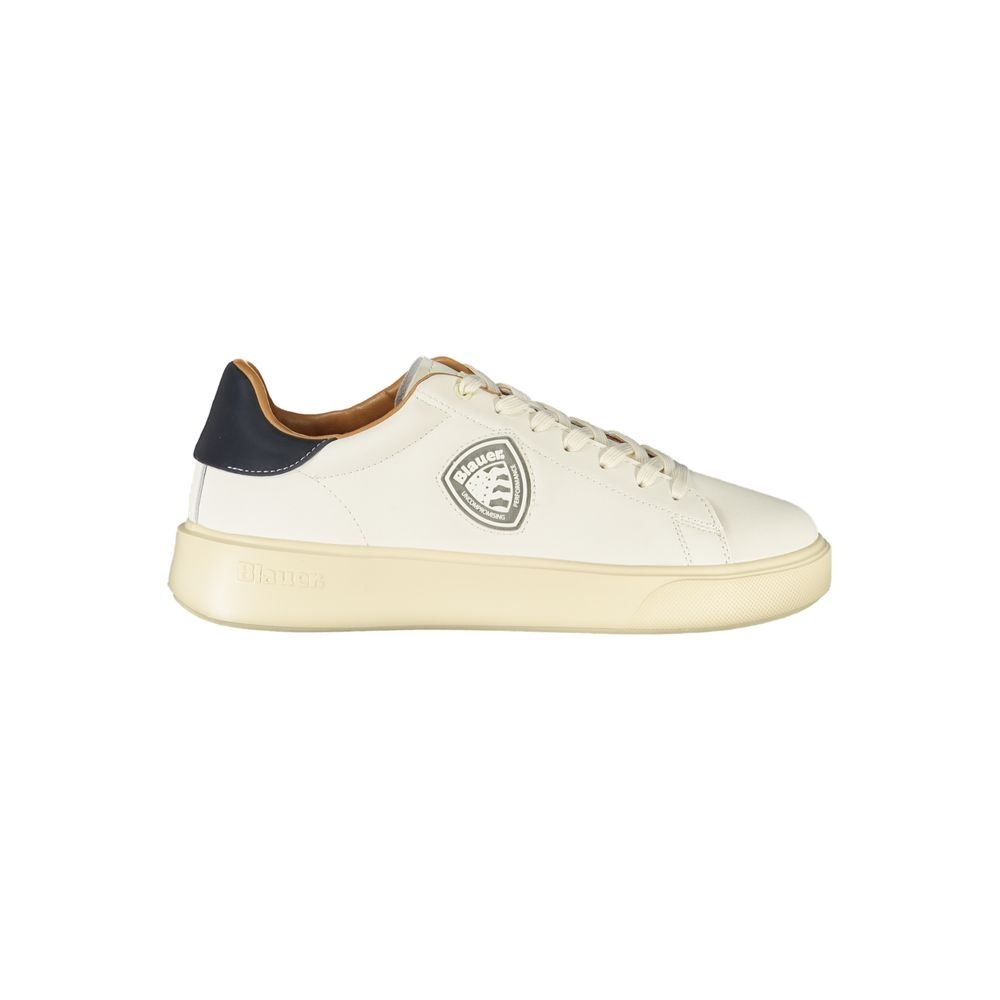 White Polyester Men Sneaker - ventzia