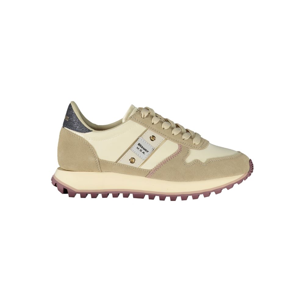 Beige Polyester Women Sneaker - ventzia
