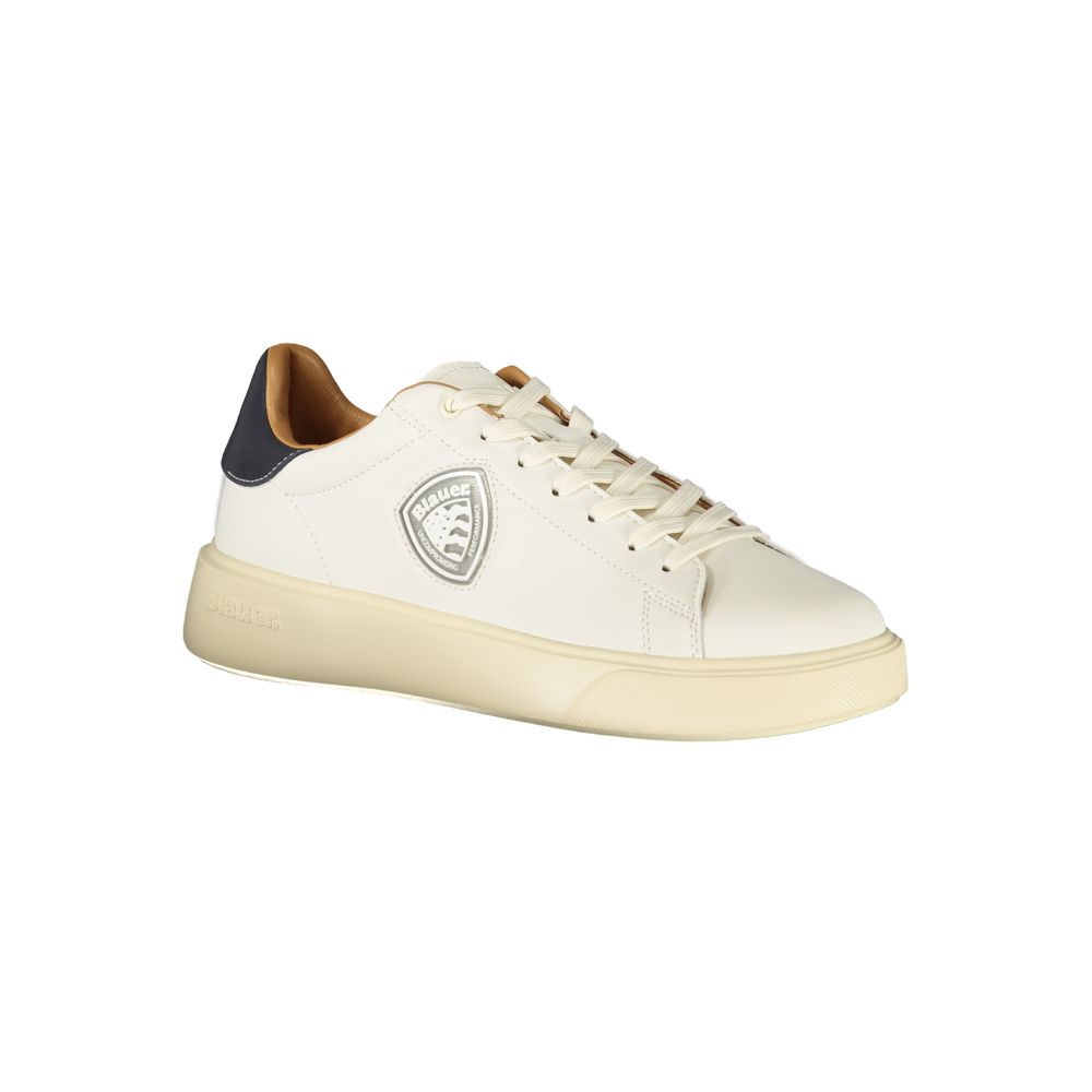 White Polyester Men Sneaker - ventzia