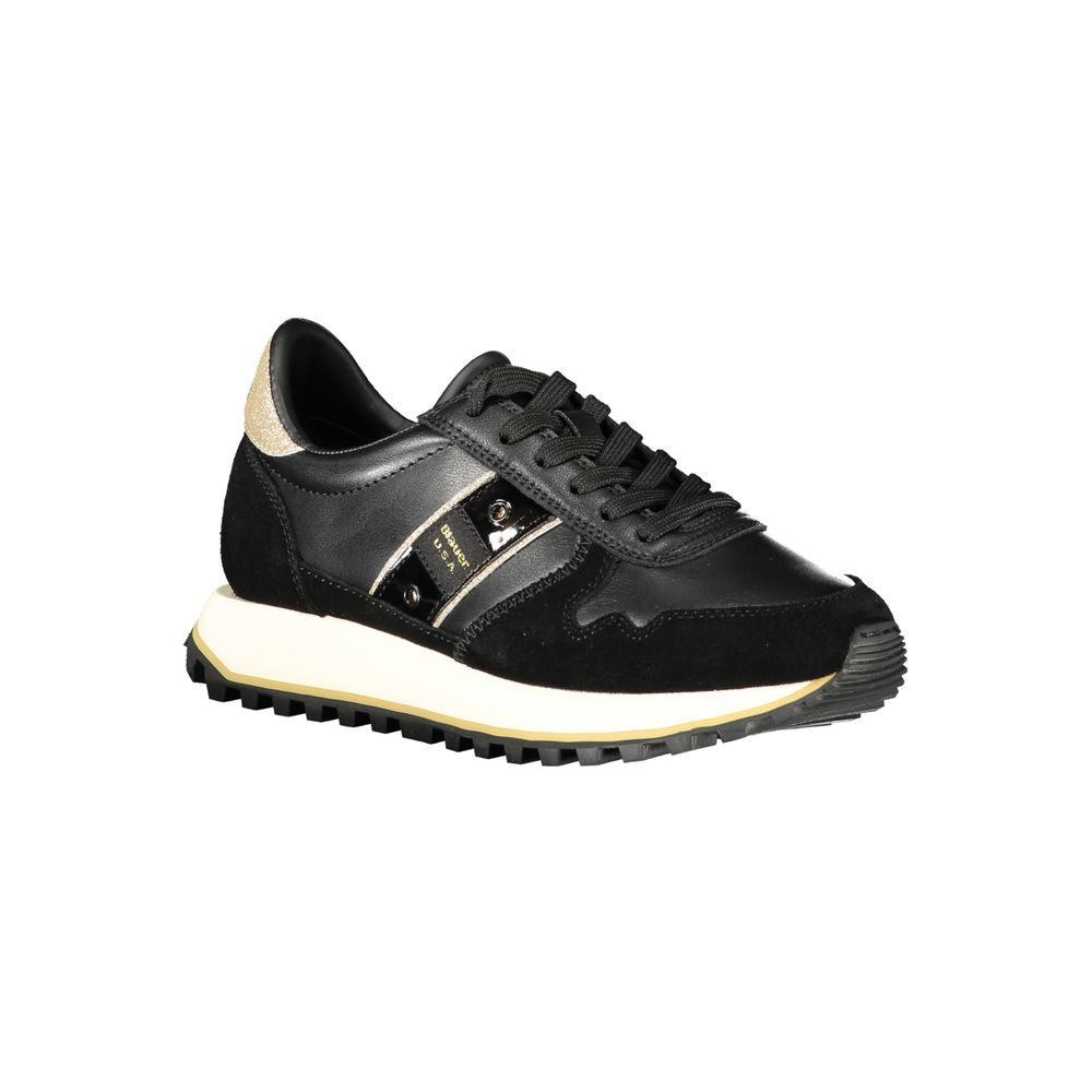 Black Leather Women Sneaker - ventzia