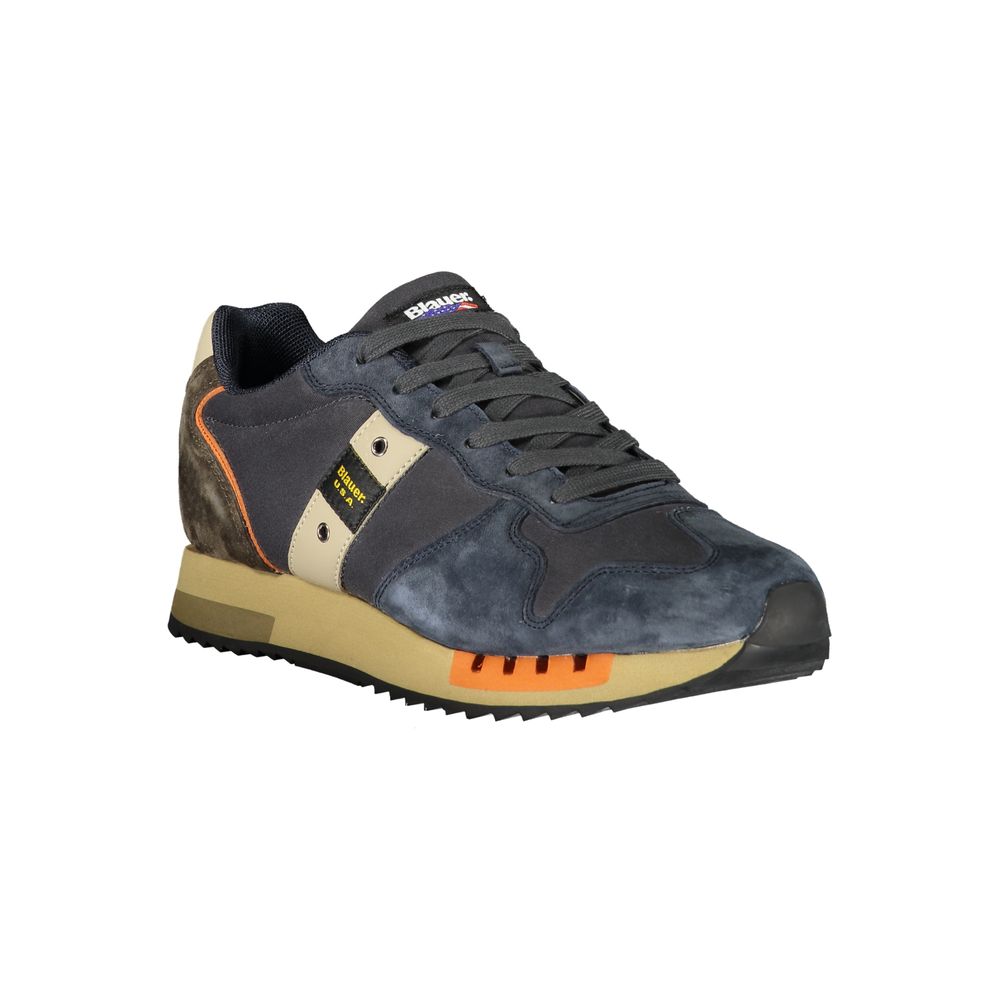 Blue Polyurethane Men Sneaker - ventzia