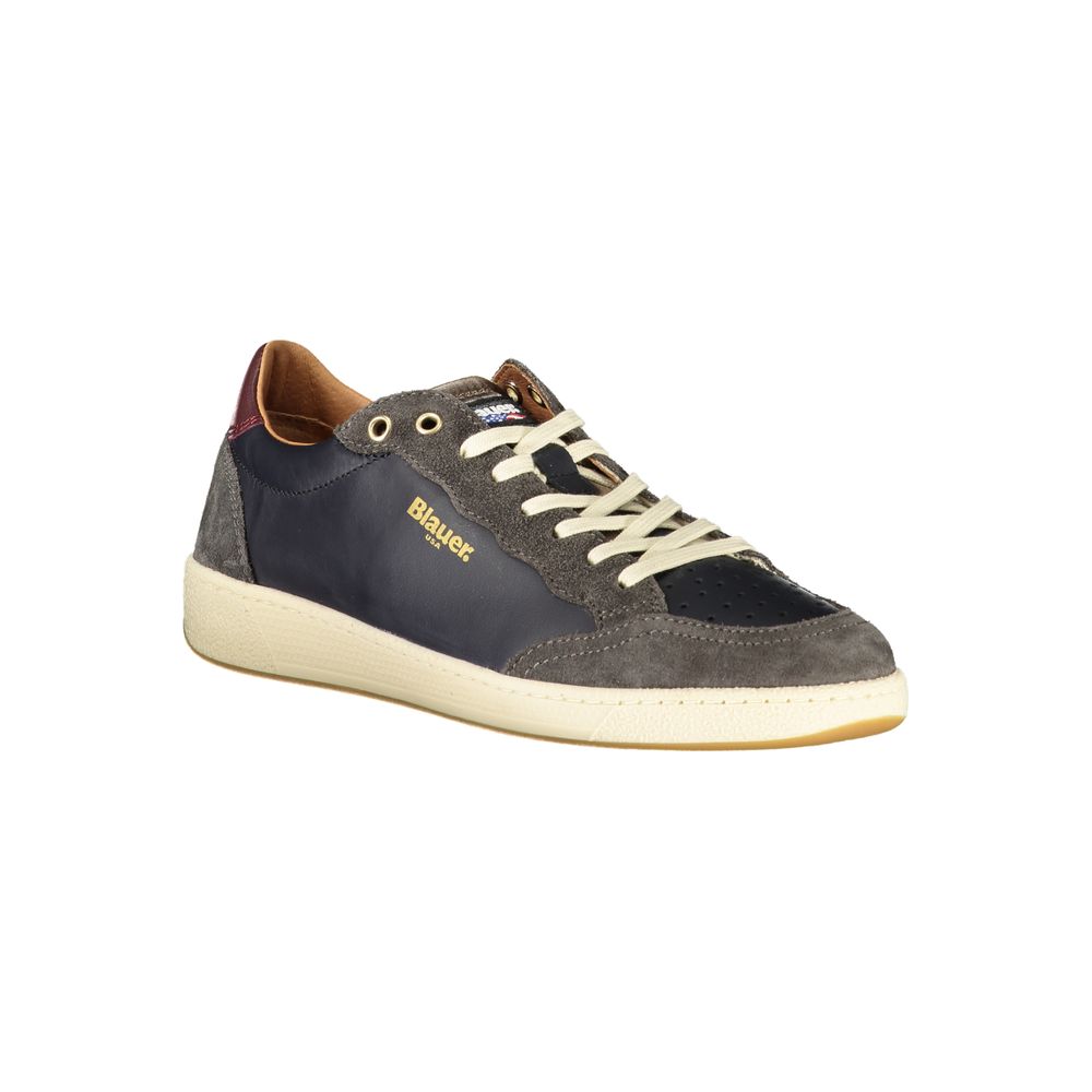Blue Leather Men Sneaker - ventzia