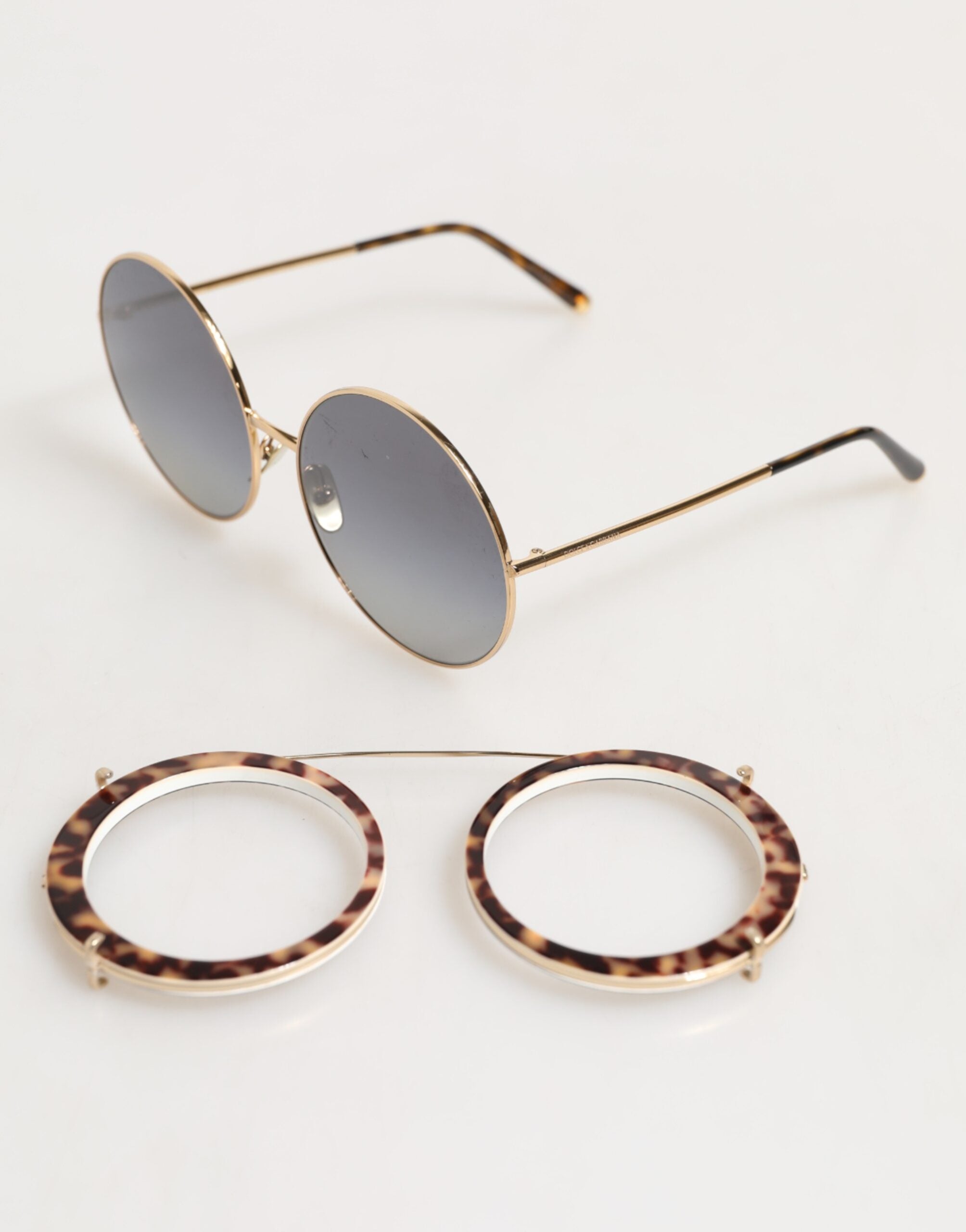DG2198 Brown Leopard Print Gradient Round Sunglasses - ventzia