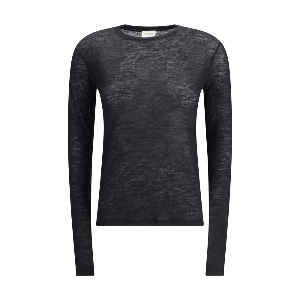 Black Cashmere Long Sleeve T-Shirt - ventzia