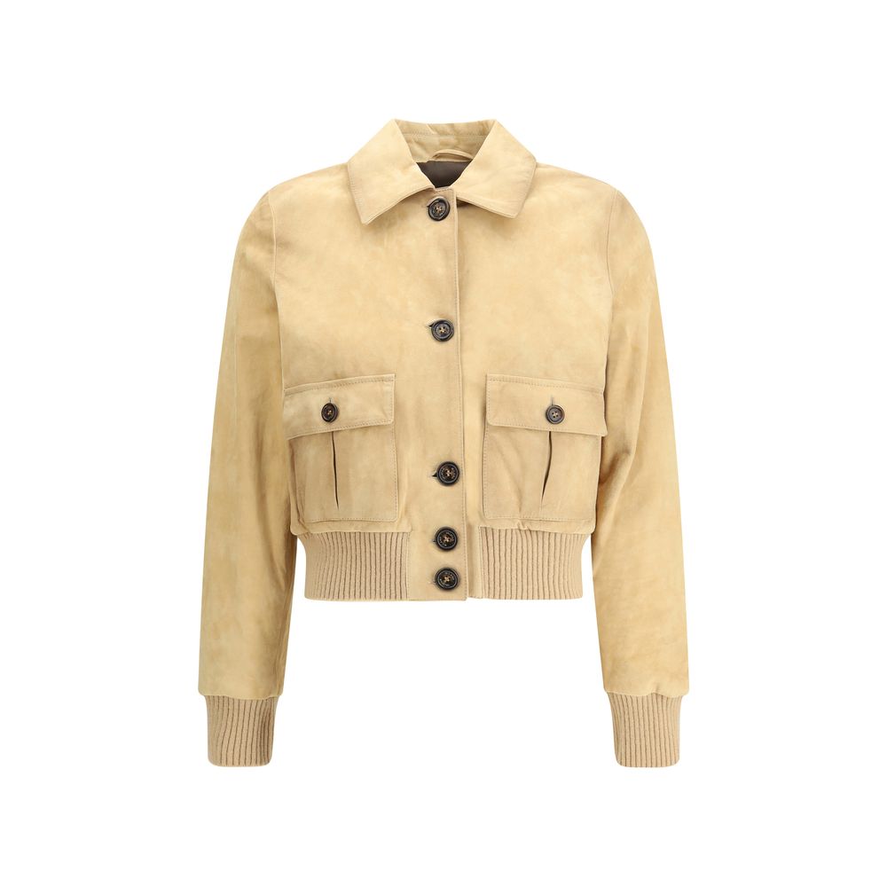 Beige Leather Jacket - ventzia