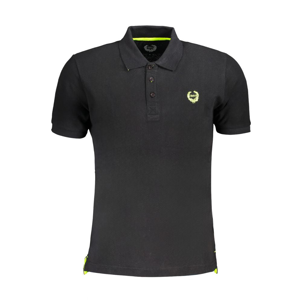 Black Cotton Men Polo Shirt - ventzia