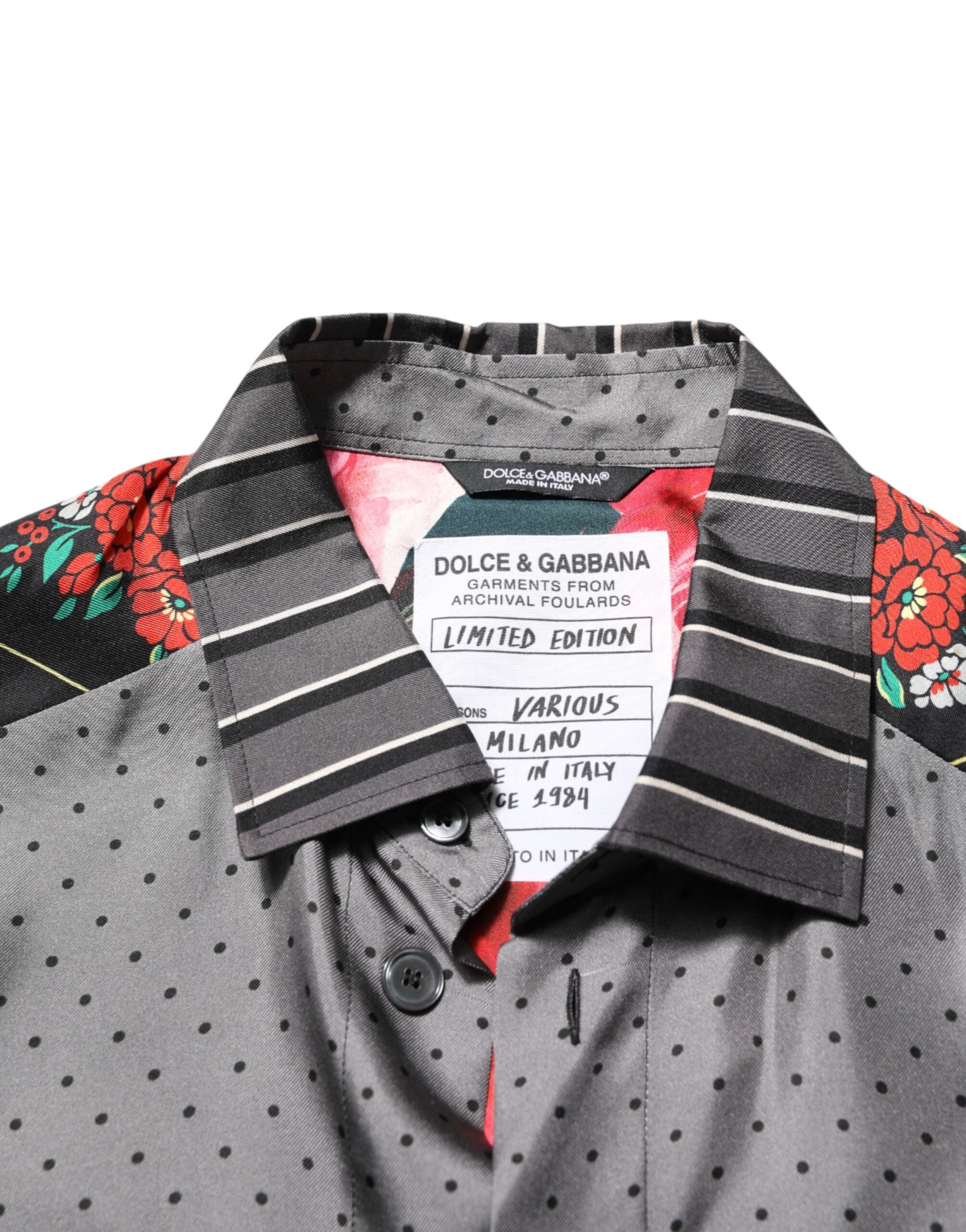 Multicolor Patchwork Long Sleeves Silk Shirt