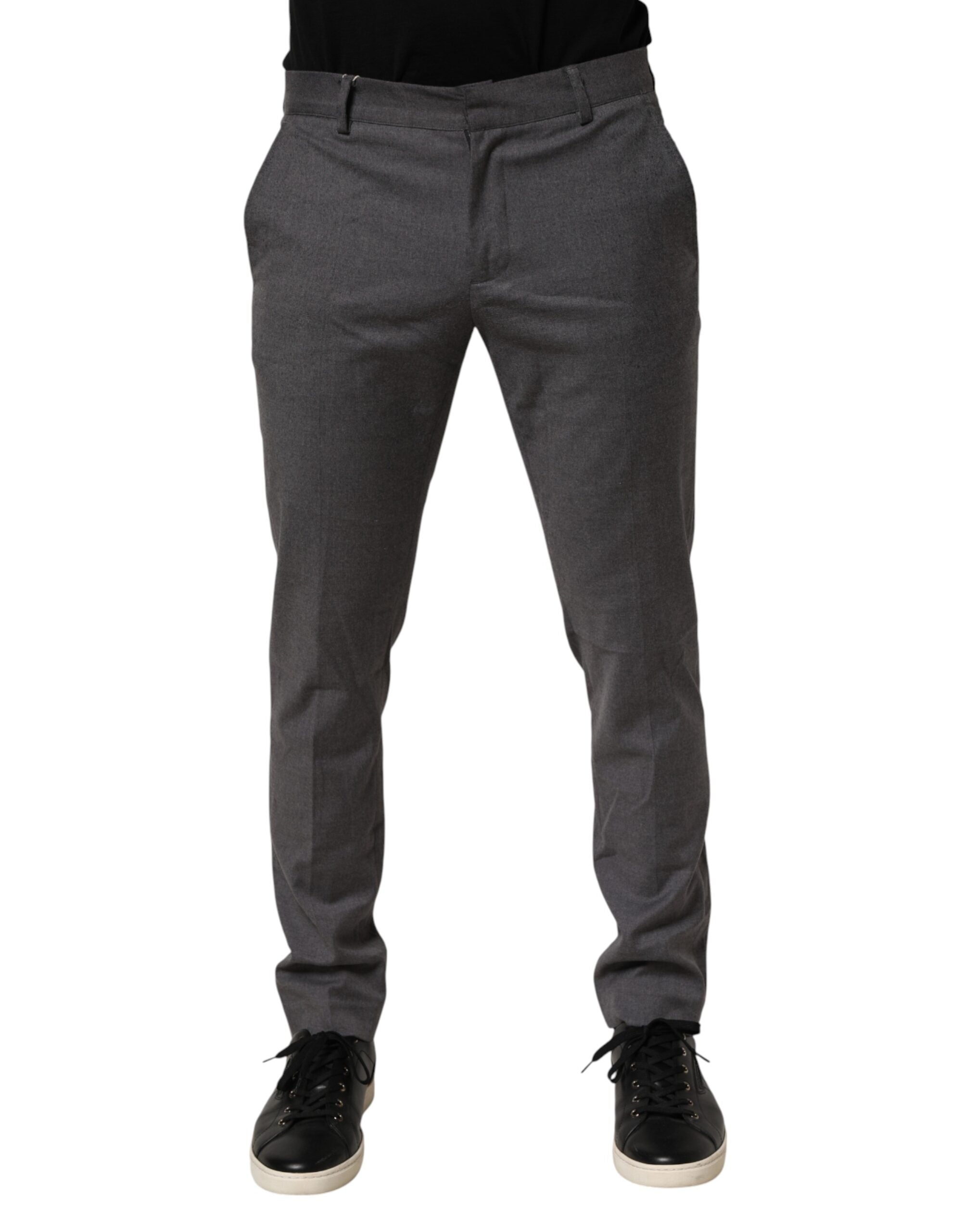 Gray Polyester Formal Dress Trouser Pants - ventzia