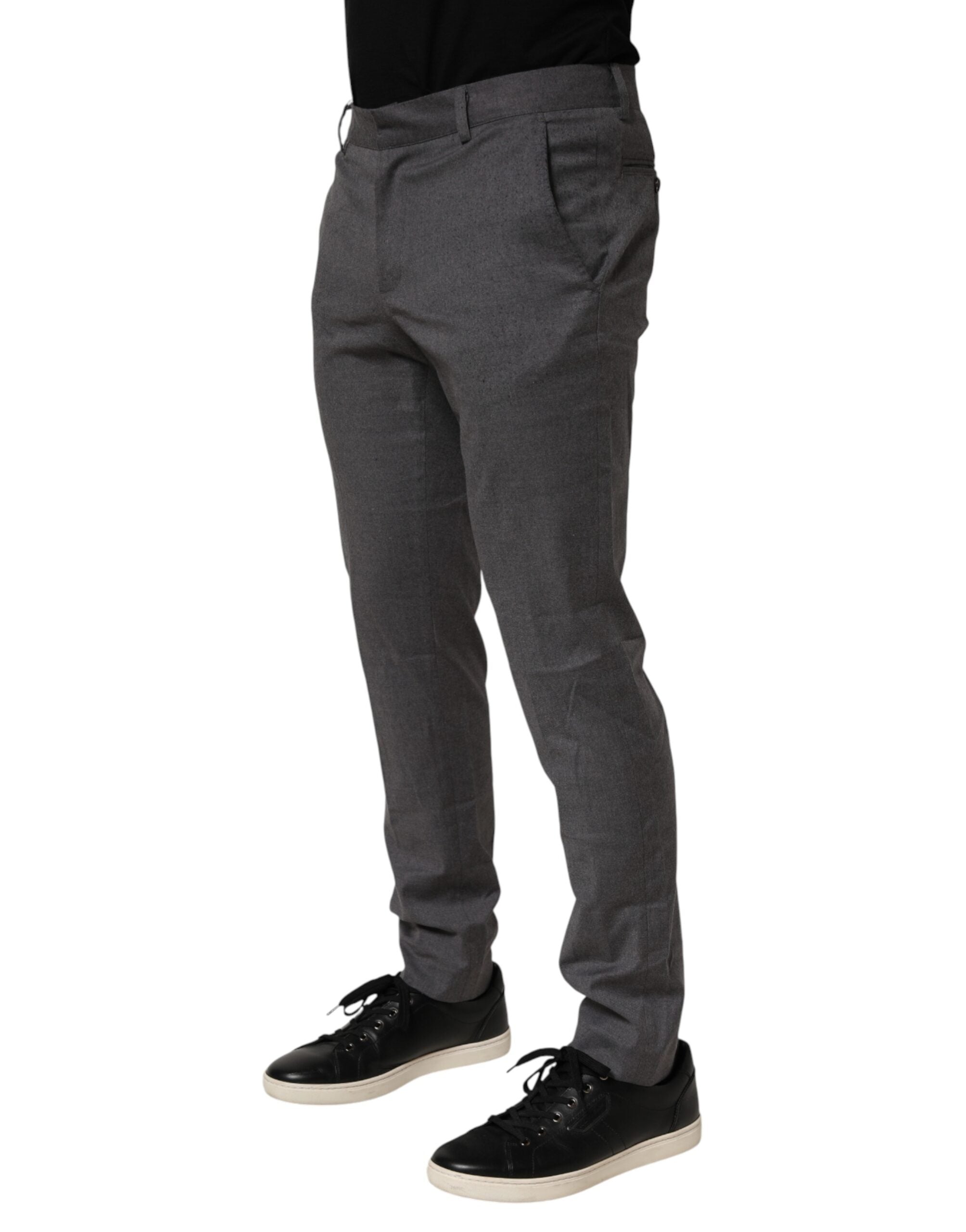 Gray Polyester Formal Dress Trouser Pants - ventzia