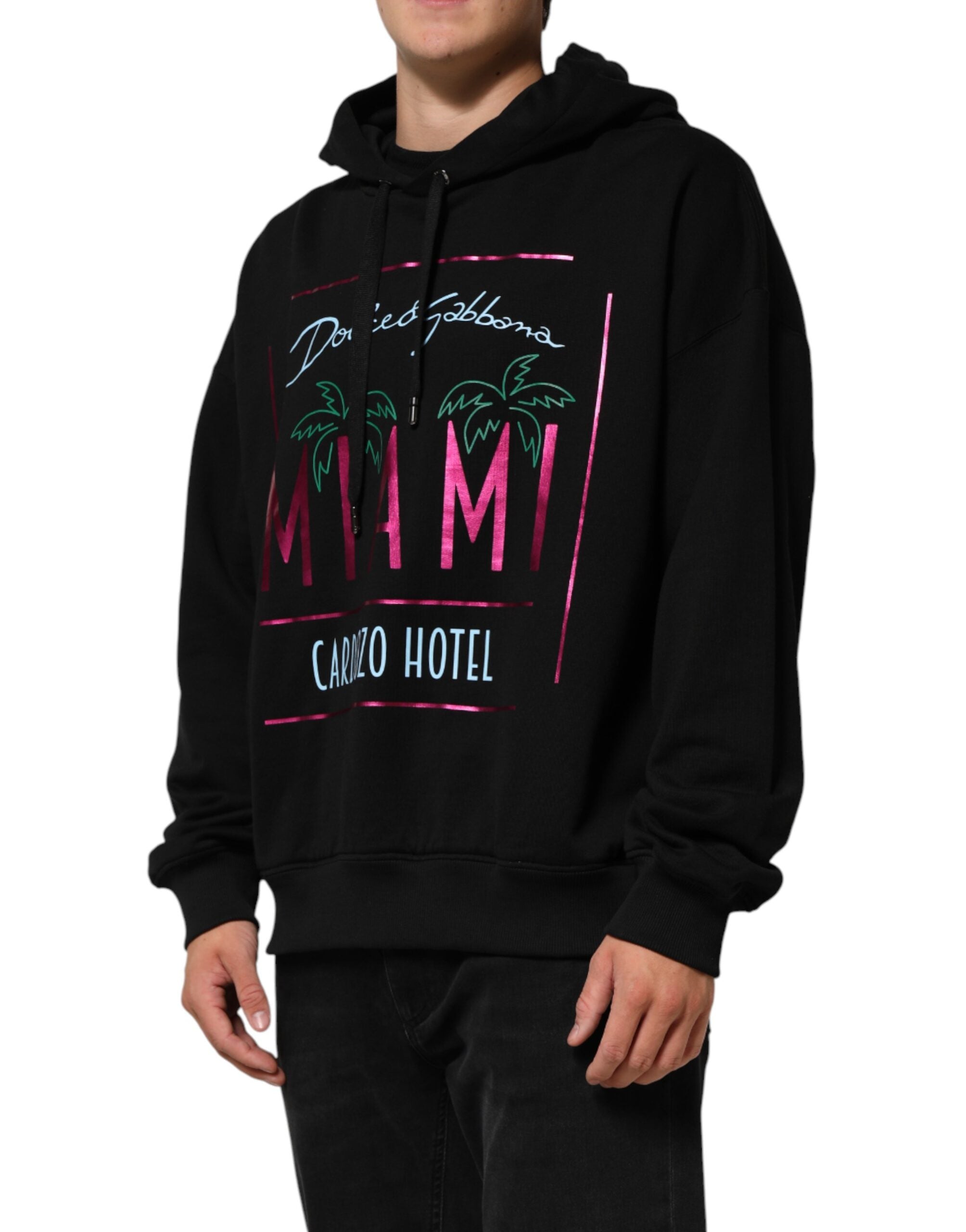 Black Printed Hooded Men Sweatshirt Sweater - ventzia