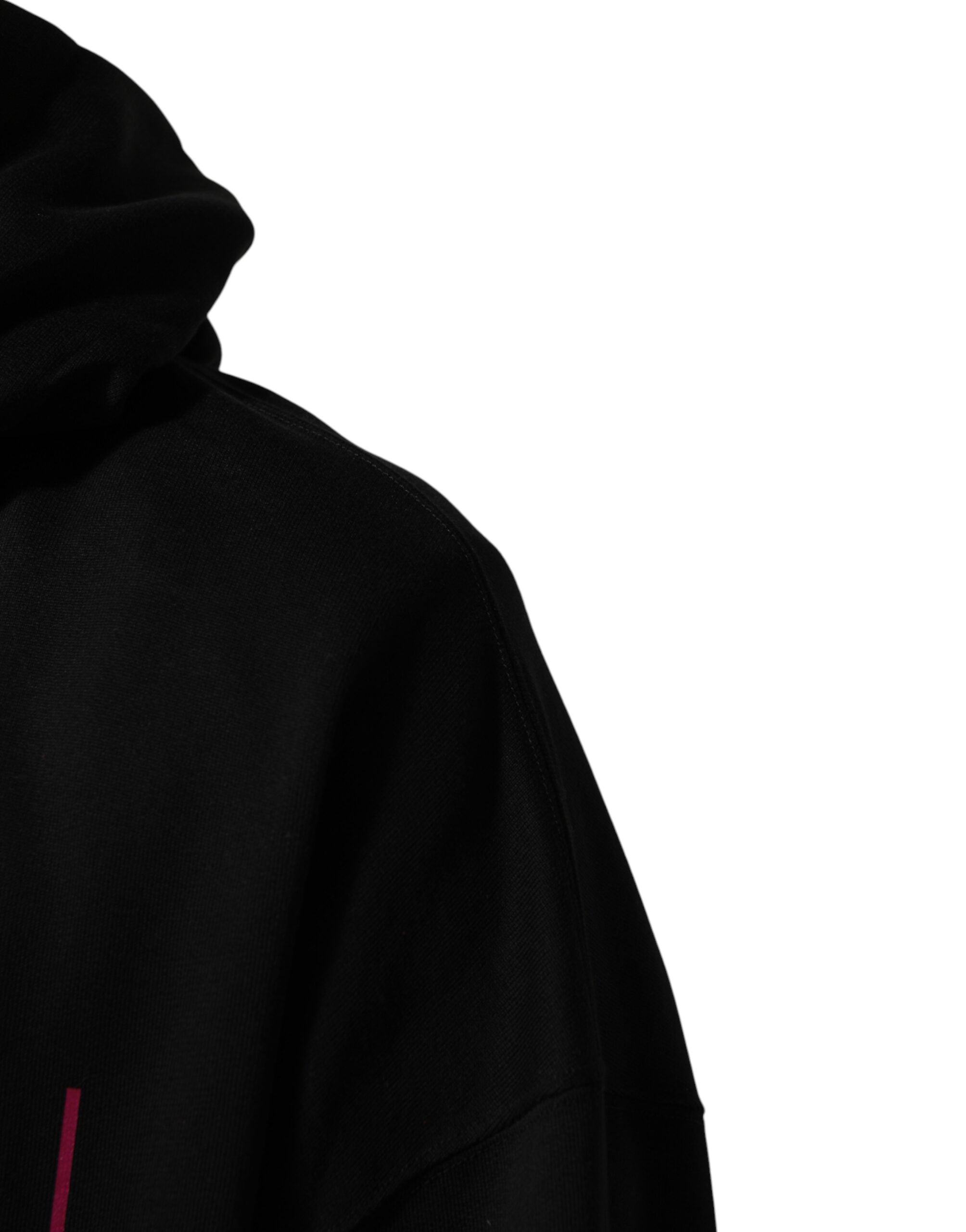 Black Printed Hooded Men Sweatshirt Sweater - ventzia