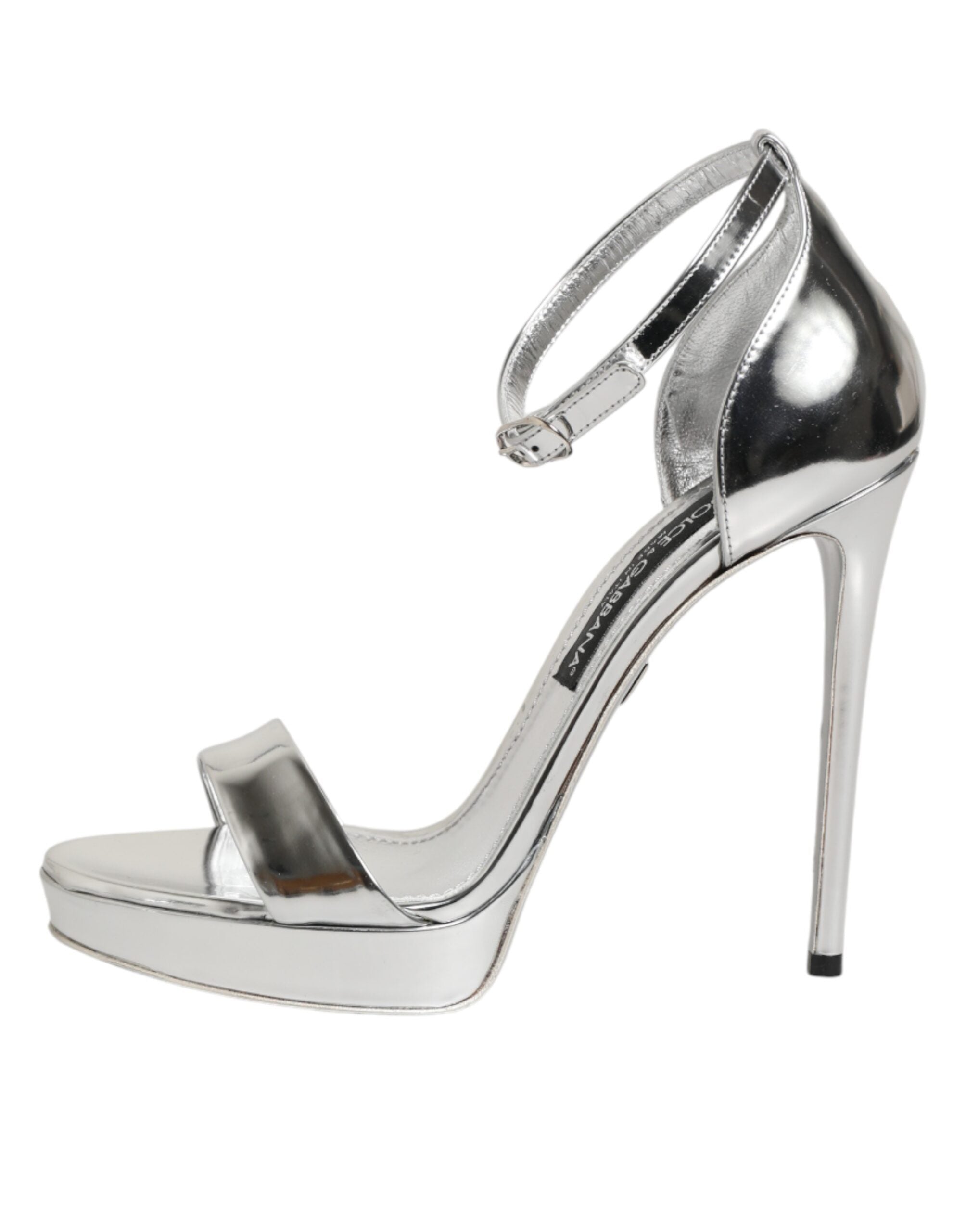 Silver Leather Platform Keira Sandals Shoes - ventzia