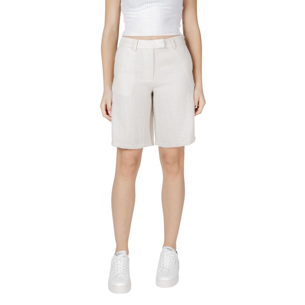 Beige Viscose Bermuda Shorts - ventzia