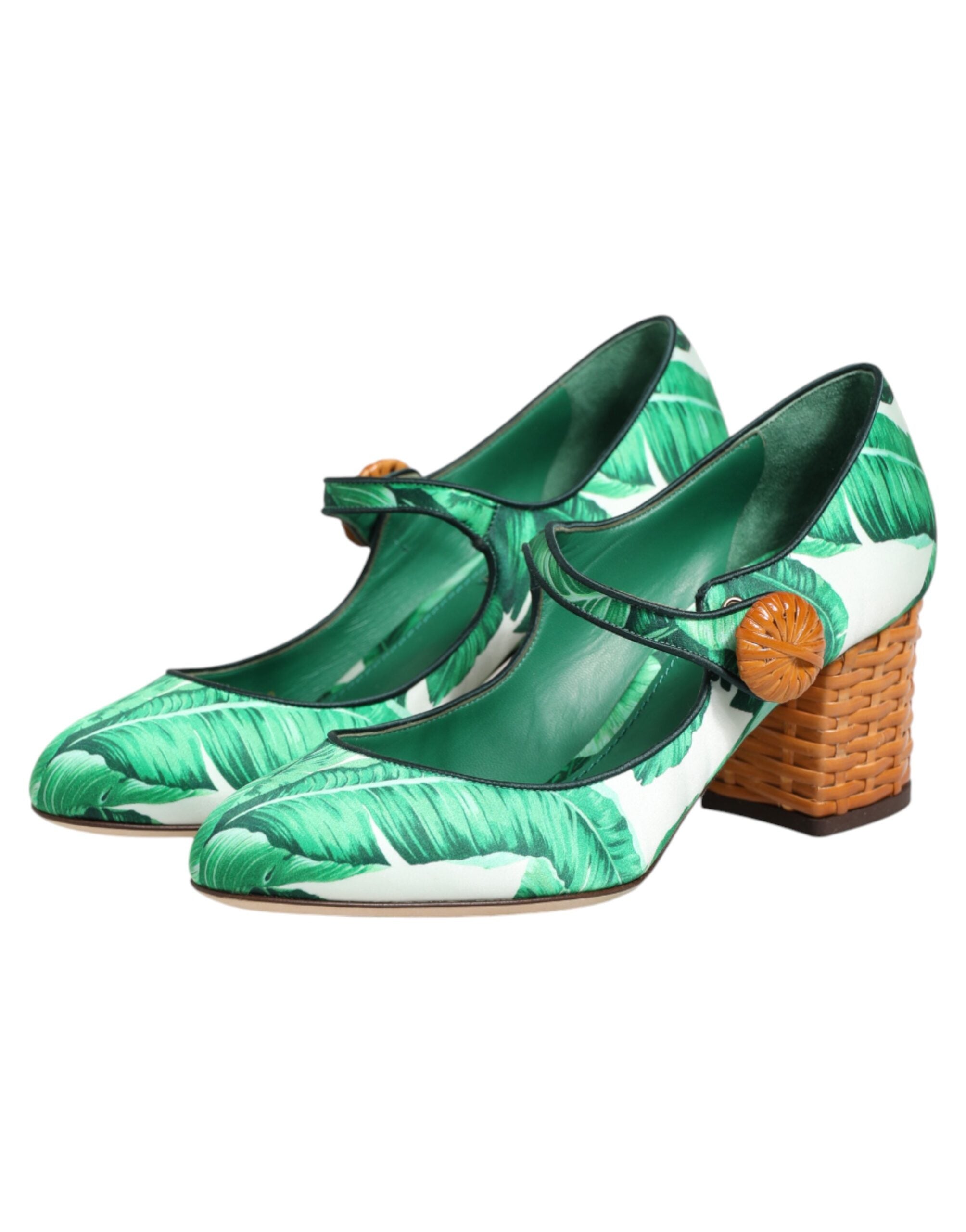 Green Silk MARY JANES Leaf Sandals Shoes - ventzia