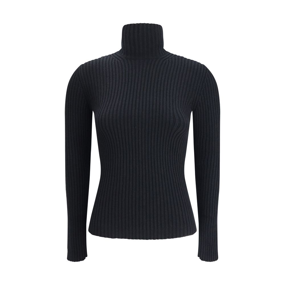 Black Wool Long Sleeve T-Shirt - ventzia