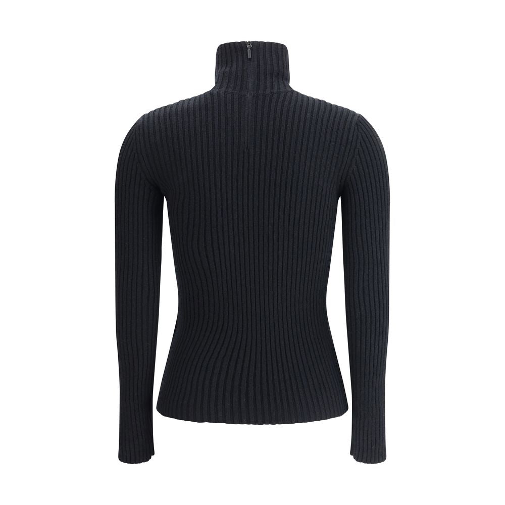 Black Wool Long Sleeve T-Shirt - ventzia