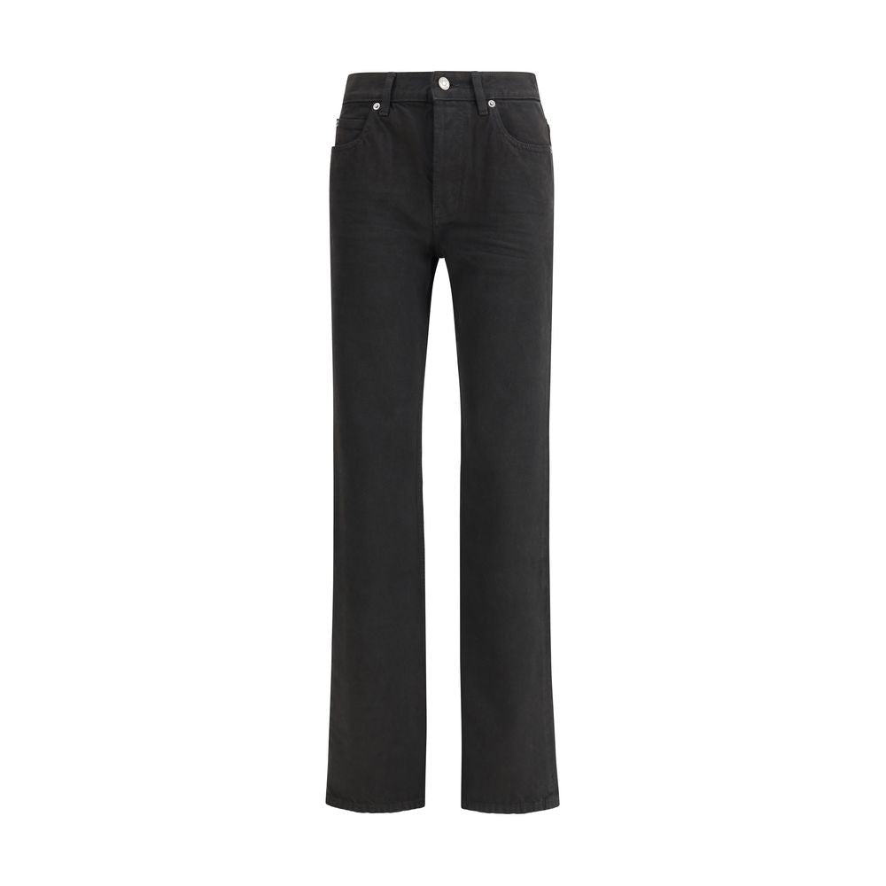 Black Cotton Straight-Leg Jeans - ventzia