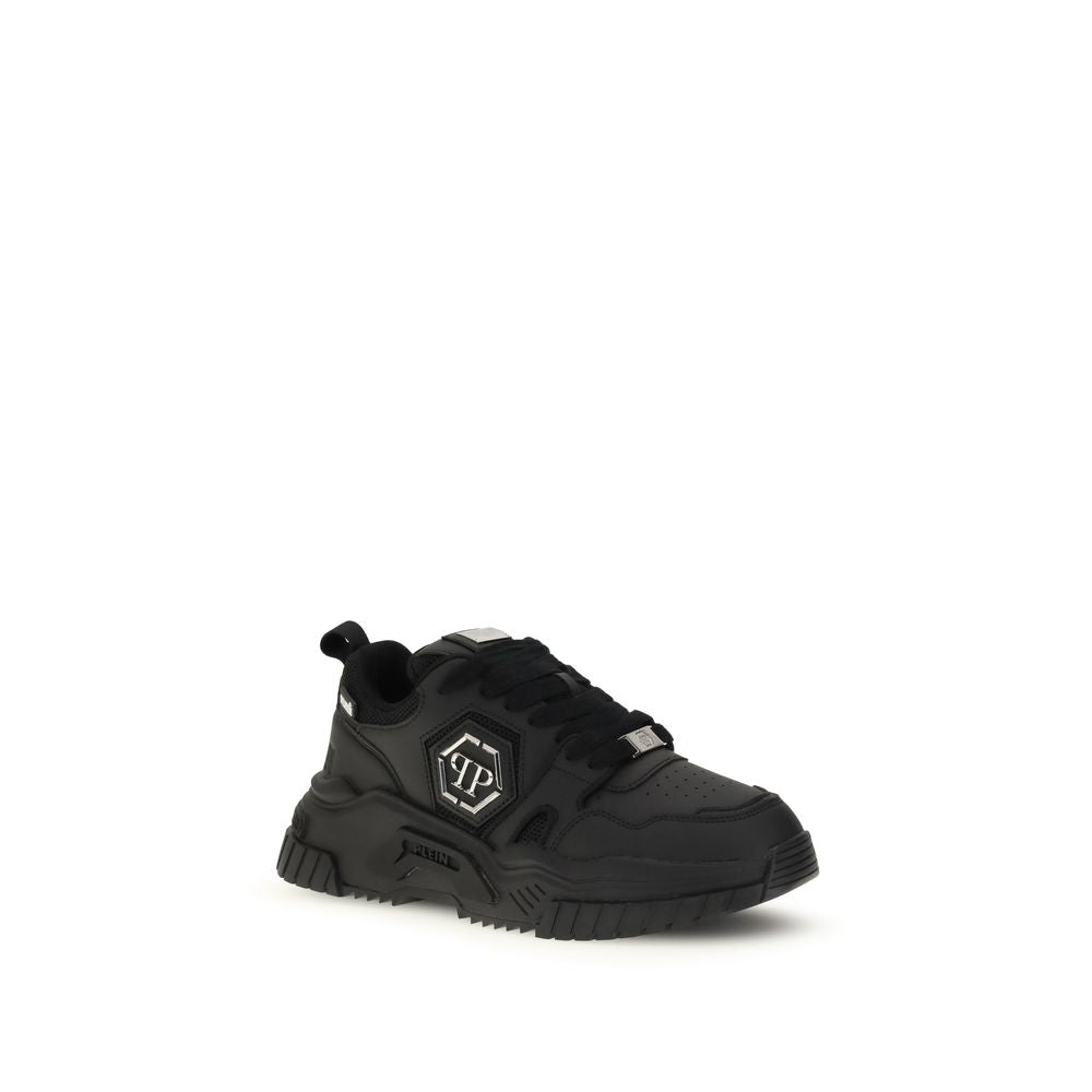 Black Polyester Athletic Sneakers