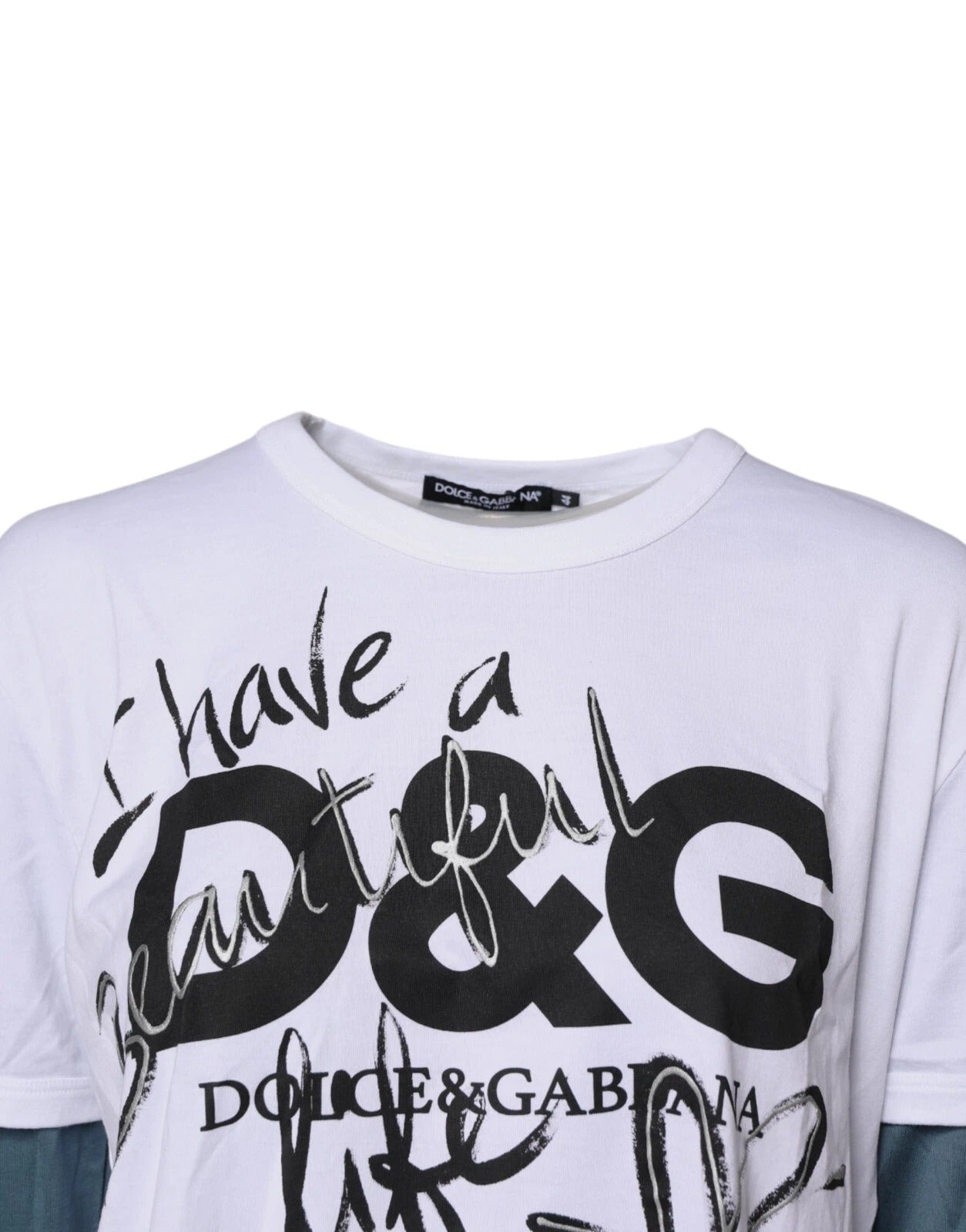 White Graphic Print Cotton Crew Neck T-shirt - ventzia