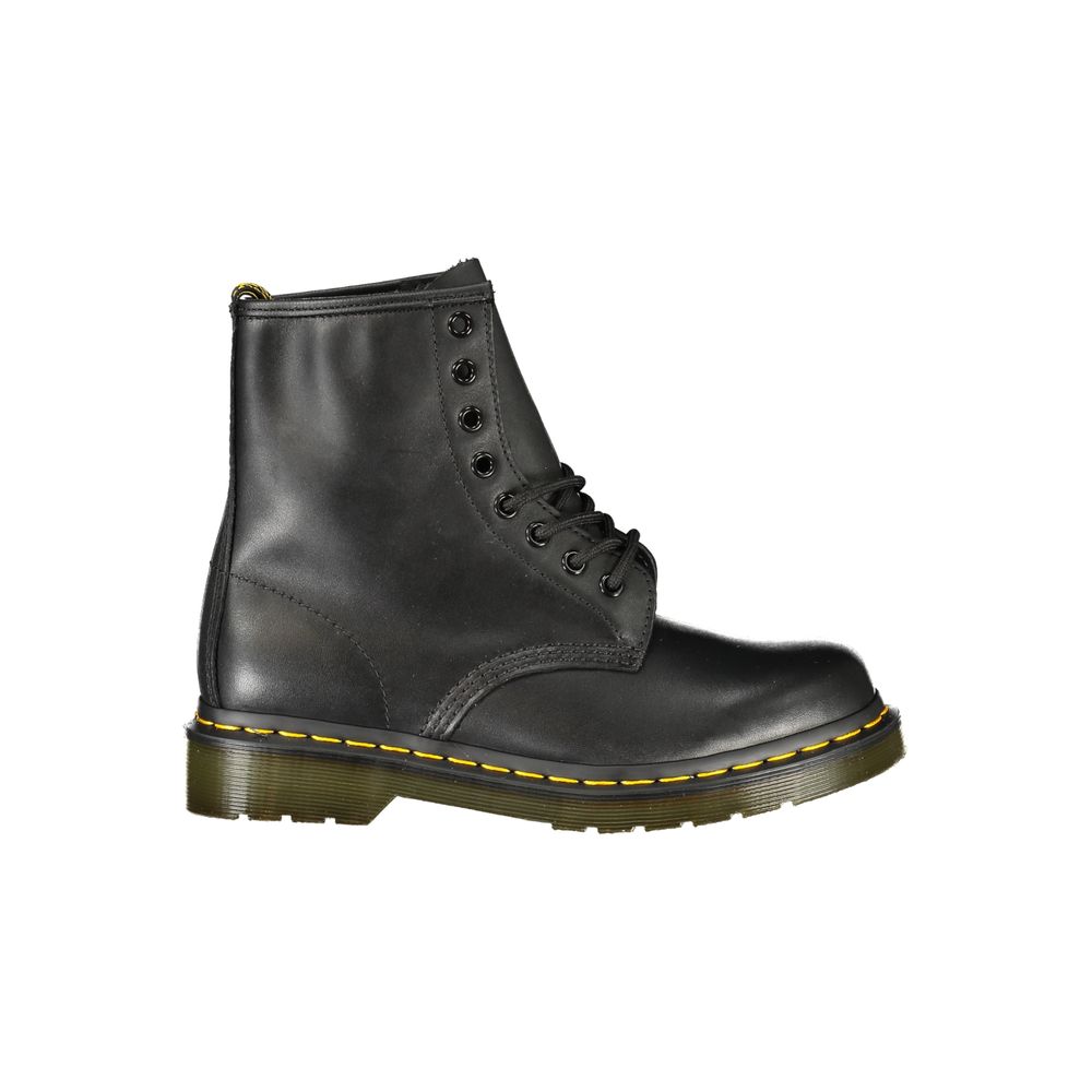 Black Leather Unisex Ankle Boot - ventzia