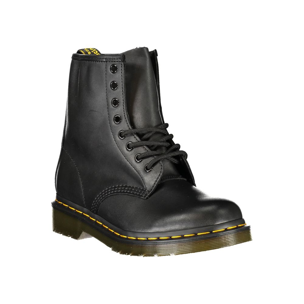 Black Leather Unisex Ankle Boot - ventzia