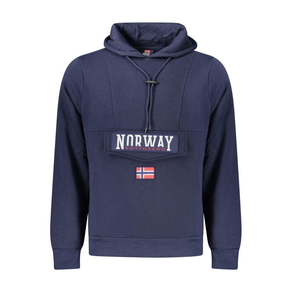 Blue Cotton Men's Hooded Sweatshirt - ventzia