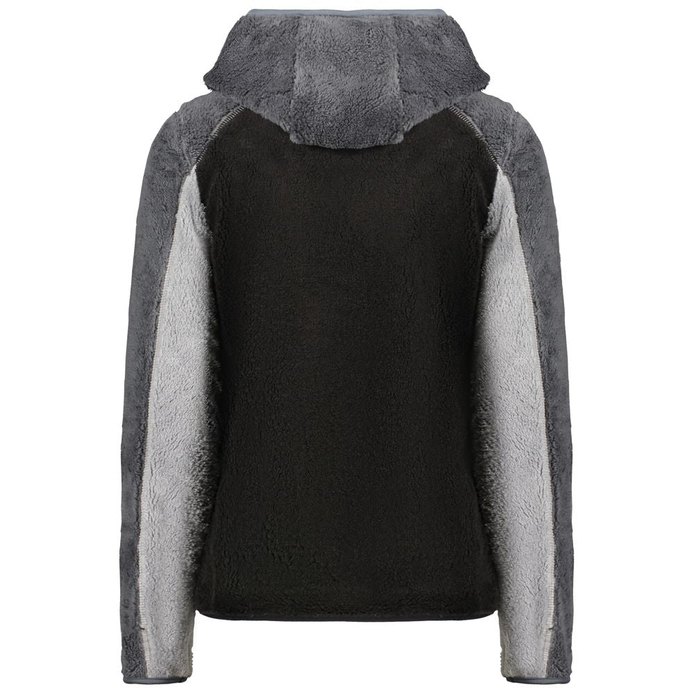 Black Polyester Women's Sweatshirt with Hood - ventzia