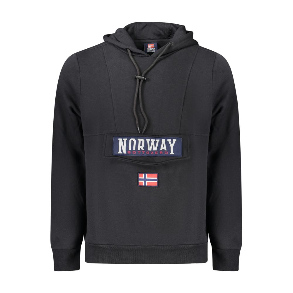 Black Cotton Men's Hooded Sweatshirt - ventzia